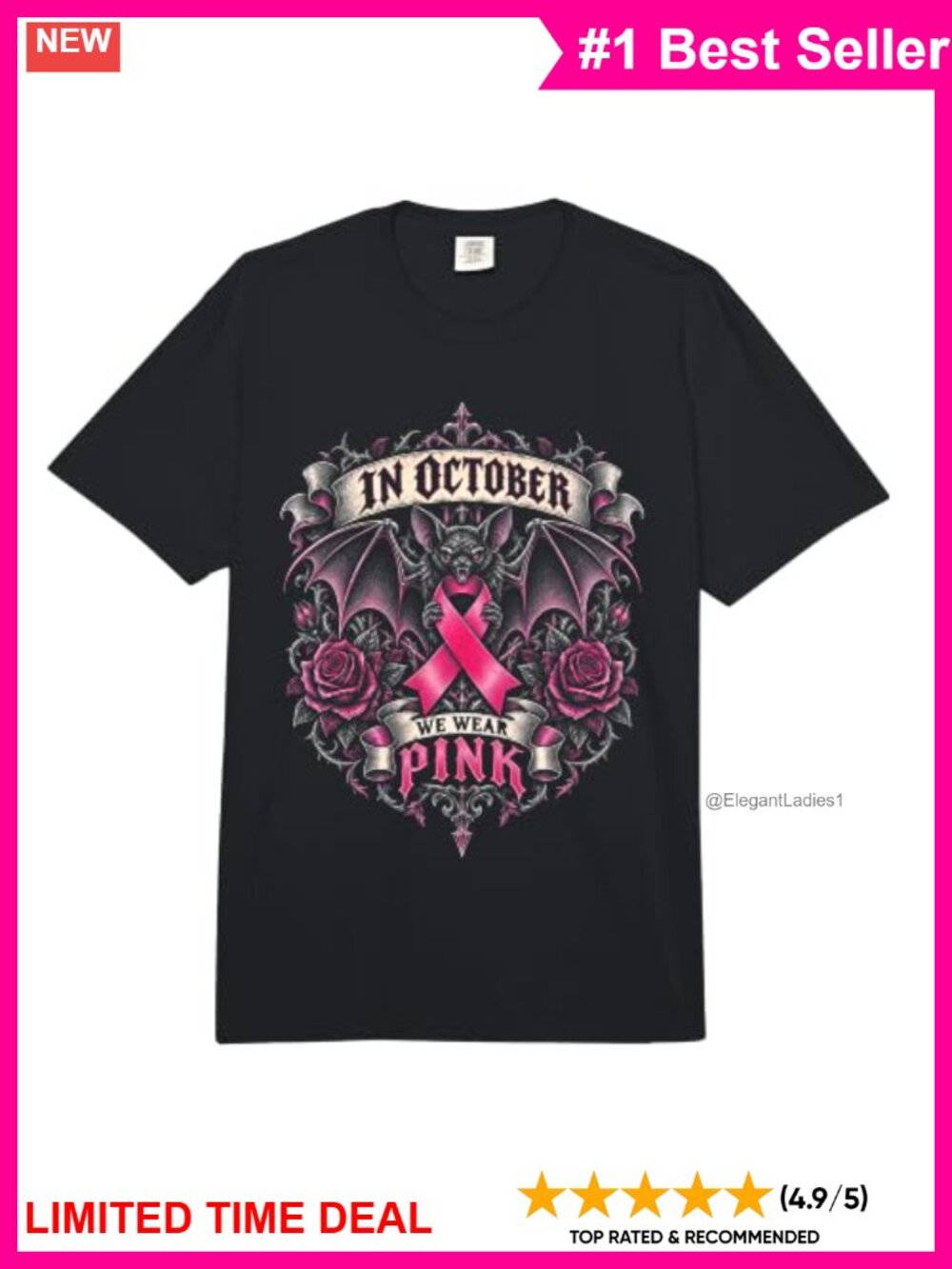 Comfort Colors Breast Cancer Awareness Gothic Tee